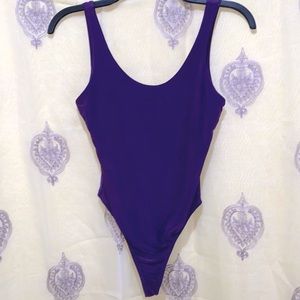 UPTOWN PURPLE THONG BODYSUIT/TANK SZ M POLYESTER/SPANDEX
